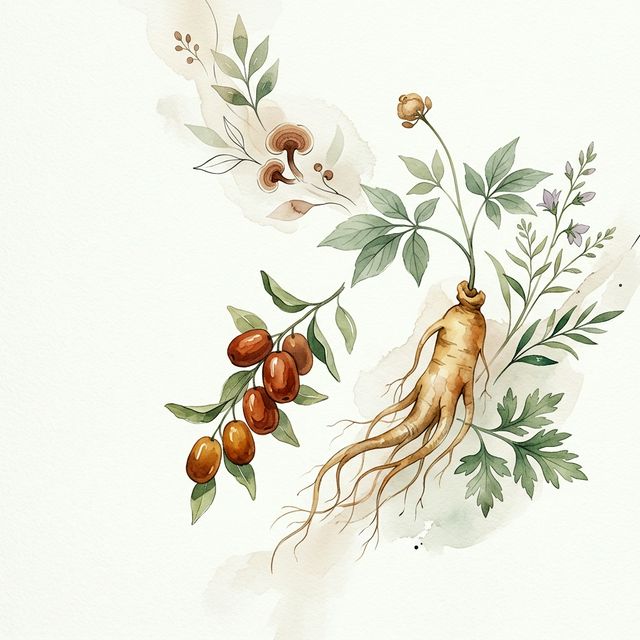 한방 약재 일러스트레이션